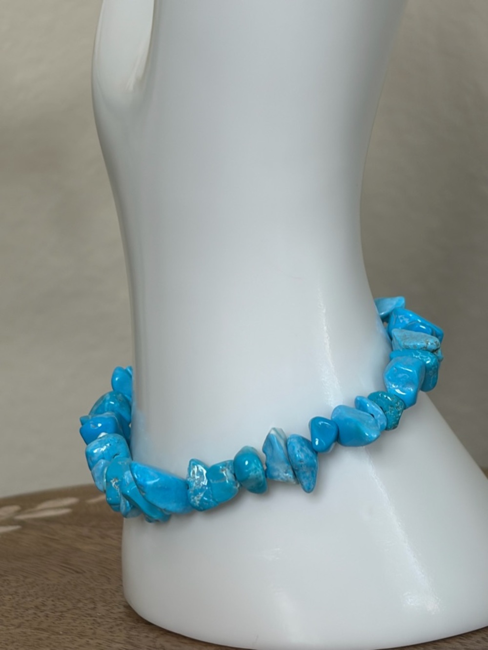 Turquoise Howlite Chip Bracelet Stretch Boho Blue Stone Bracelet